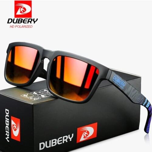 DUBERY Sports Style Polarized Sunglasses Men Very Cool Color Square Eyeglasses Frame Sun Glasses Male 100% TAC Lens UV Goggles