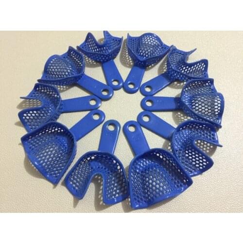 Hot Sale 5 pairs Plastic-Steel Dental Impression- Trays Denture Model Materials Dental Supply Blue Color SIZE"S"