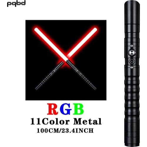 Pqbd Lightsaber Metal Handle Heavly Dueling Color Change Laser Sword Flashlight LED Toys for Childildren Gift