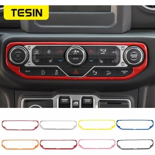 TESIN Interior Mouldings Car Air Conditioning Control Knob Panel Decoration Cover for Jeep Wrangler JL JT 2018+ Car Accessories