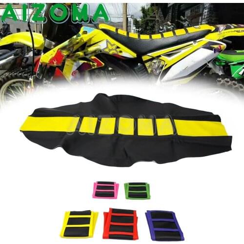 Universal 22 Color Strip Ribbed Gripper Soft Rubber Seat Cover For Suzuki 125-450 SX SXF EXC XC-W Motocross Dirt Bike Seat
