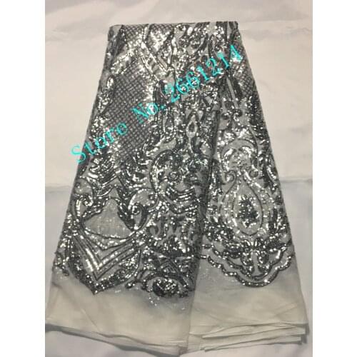 Top quality BZL-123063 french lace fabric Latest sequins african lace fabric with embroidery mesh tulle fabric