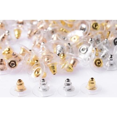 50Pcs/Lot 6mm Rubber Earring Back Charm Stopper Earnuts Stud Earring Back Supplies For DIY Jewelry Making Earring Accessories
