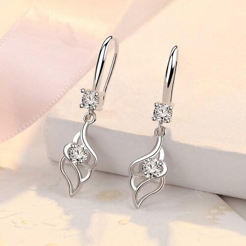 925 Sterling Silver Cz Zirconia Angel Wings Earring Brincos For Women Bijoux Fine Jewelry Ear Cute Gift