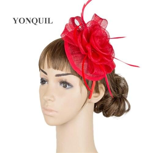 Female Fashion Fascinators Hats For Women Ladies Elegant Floral Wedding Fedora Hair Accessories Headbands Fancy Feather MYQ029