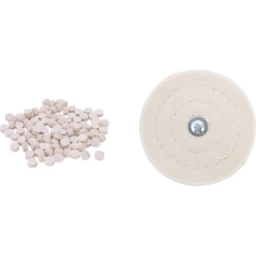100Pcs Wool Felt Polishing Buffing Round Wheel Tool + 2 Shank with 4Inch 100mm Cloth Polishing Mop Wheel Pad