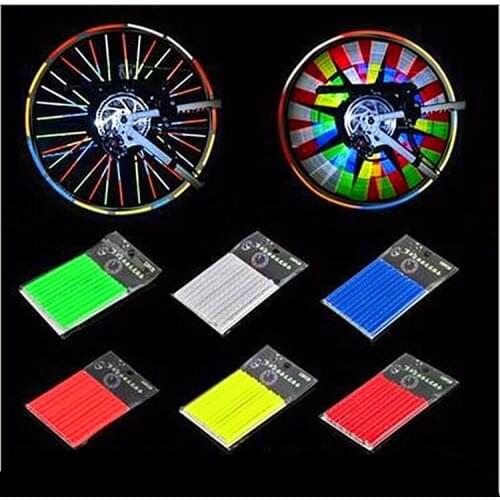 12Pcs Bicycle Lights Wheel Rim Spoke Clip Tube Safety Warning Light Cycling Bike Strip Reflective Reflector Bicycle Accessories