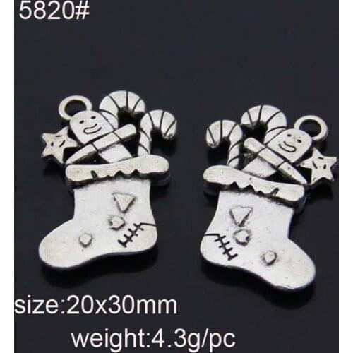 15pcs Antique Silver Tone Christmas Sock Charms Pendants Jewelry DIY Jewelry Findings 20x30mm
