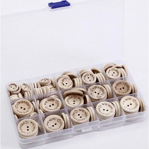 150pcs 15-25mm Wooden Handmade Buttons Crafts Assorted Buttons for Sewing Clothing Accessories, DIY Crafting Projects Decoration