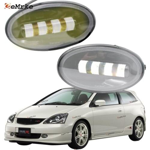 2x Cut-Line Lens Front Full LED Fog Lights White / Yellow Color Foglamp for Honda Civic EP/ Civic EU 3D 5D 2003 2004 2005