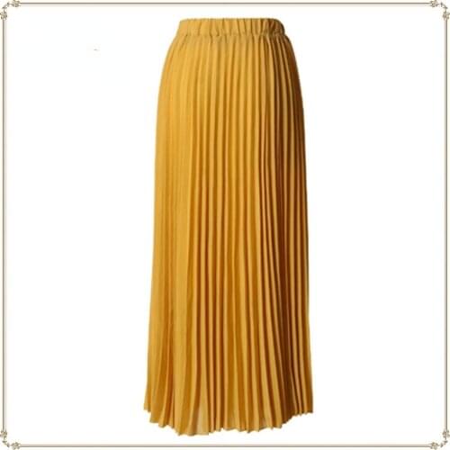 2021 Muslim Ladies Bottoms Skirt Fashion 5 Colors High Waist Chiffon Pleated Skirt Middle East Dubai Abaya Islamic Dress Turkey