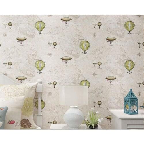 Beibehang Mediterranean British wind childrens room wallpaper nautical map hot air balloon bedroom living room 3d wallpaper