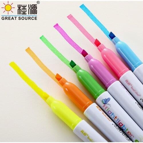 6 Colors Highlighter Colorful Ink Mark Pen DIY Pen Drawing Color Pen ( 12PCS )