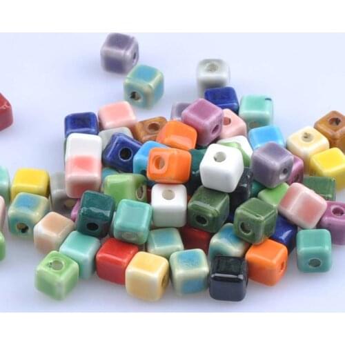 8mm 30pcs AB Mix Color Square Ceramic Bead Loose Beads Fit Jewelry Making YKL0531X