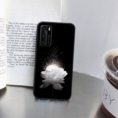 Beautiful black white Rose flower Phone Case for huawei P40 pro lite P8 P9 P10 P20 P30 psmart 2019 2017 2018