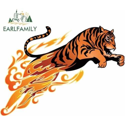 EARLFAMILY 13cm x 9.5cm For Jumping Tiger Car Accessories Stickers Auto Air Conditioner Decal Bumper Decoration For VAN RV