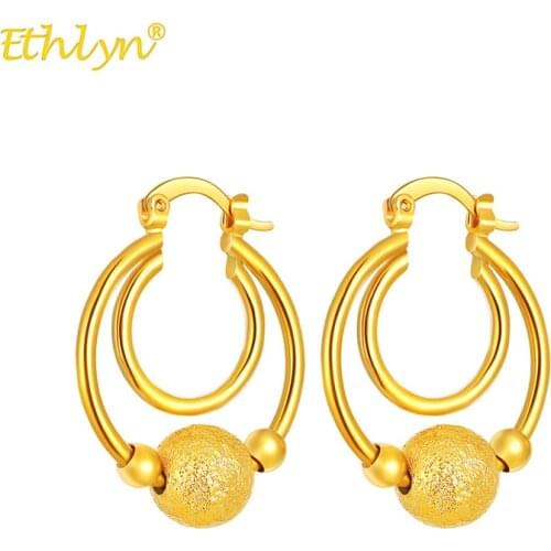 Ethlyn Gold Color Clip Bead Earrings Unique Design for Women Girls African Item MY170