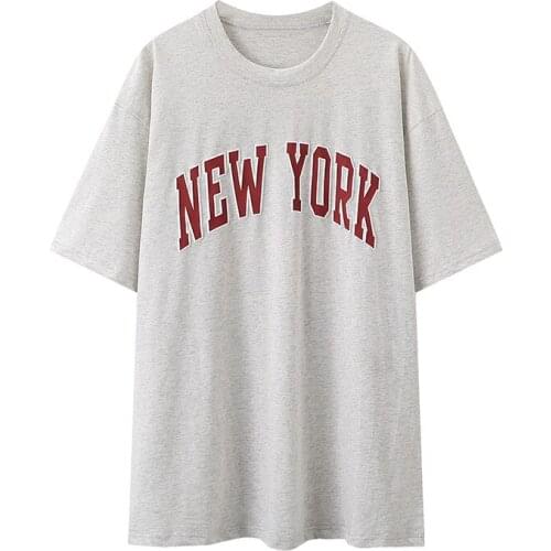 Oversize Women Soft Cotton O Neck T-shirt 2021 Summer Fashion Ladies High Street Vintage T-shirt Female Printed Loose T-shirt