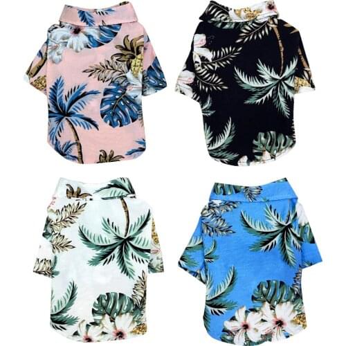 Dog Shirts Clothes Summer Beach Clothes Vest Pet Clothing Floral T-shirt for Small Large Dog Chihuahua Polyester