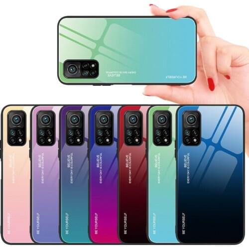 Gradient Glass Case for Xiaomi mi 10T Pro Case Mi 10T lite Tempered Glossy Back Cover For Redmi K30S Fundas Mi 10T