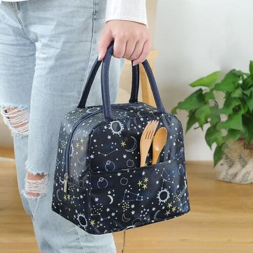 Floral Printed Insulated Lunch Bag For Women Kids Picnic Office Waterproof Portable Thermal Cooler Food Storage Bag