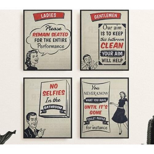 Comic Humor Retro Poster Bathroom Toilet Bar Hanging Painting Living Room Decoration Lienzos Cuadros Decorativos Wall Decor