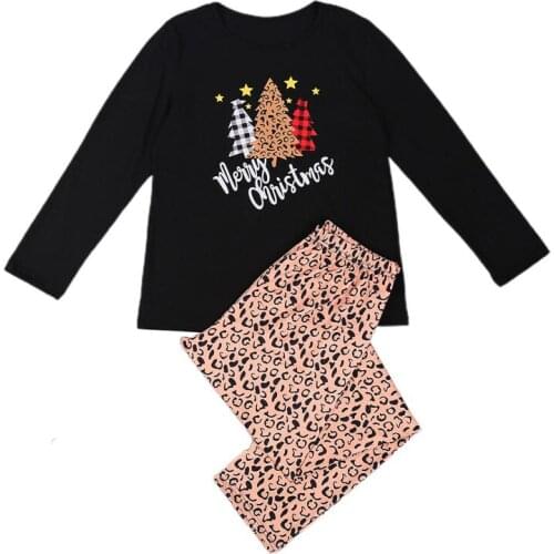 Family Matching Outfits Christmas Pajamas Set for Dad Mom Kid Baby and Pet Cartoon Printed Leopard Sleepwear Homewear Sets 2020