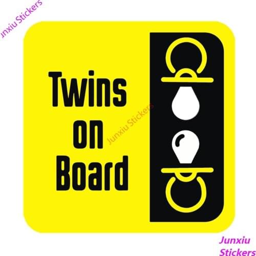 Creativity Twins Baby on Board Car Sticker and Coloful Decal Car Accessories Bumper Truck Camper Voiture Course Decal PVC14x14cm