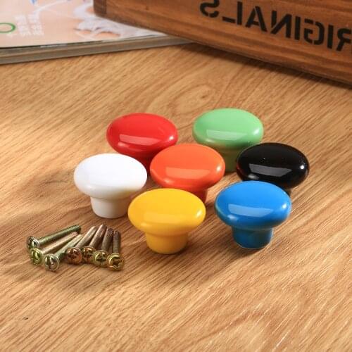 Round Ceramic Door Knobs Drawer Cabinet Cupboard Wardrobe Furniture Kitchen Closet Pulls Handle 7 Candy Colors Handles and Knobs