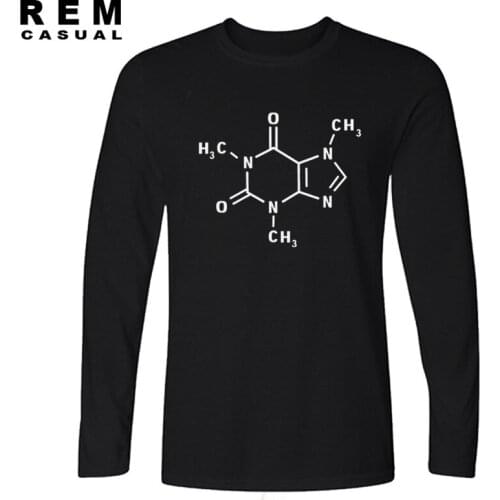 Hanhent The Big Bang Theory Long sleeve T-shirt Men Caffeine Molecular Formula Tee Shirt Novelty Swag Cotton Leonard T shirt