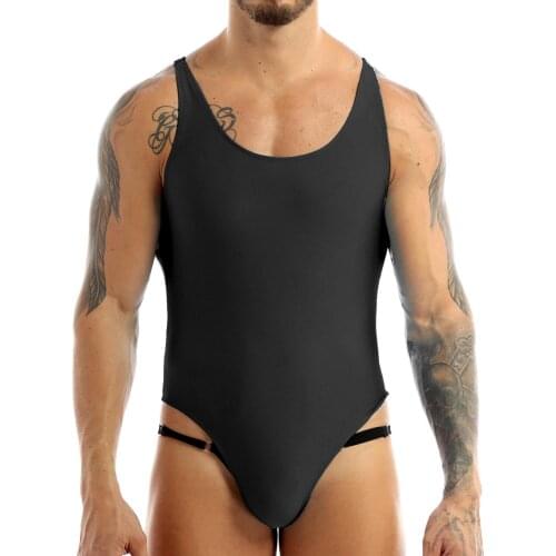 Mens Mankini Sports Bodysuit Sissy One-piece Sleeveless Leotard Swimsuit Swimwear Singlet Underwear Thongs Lingerie Sleepwear