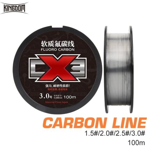 Kingdom CX3 Soft Fluorocarbon Fishing Line 100m 1.5/2.0/2.5/3.0# Leader Main Sinking Line Fast Cutting Water Fishing Accessories