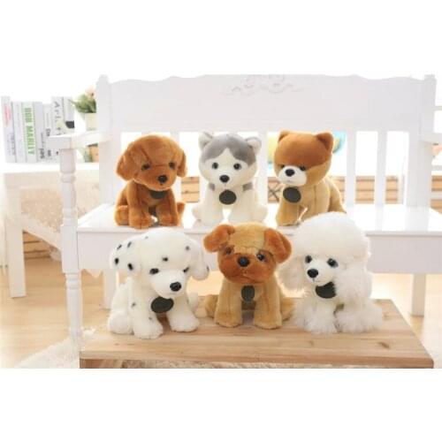 100% new cartoon dog about 25cm squatting dog husky,poodle,Dalmatian,pug, Pomeranian plush toy soft doll birthday gift b1389