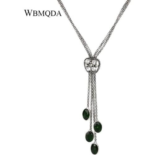 Fashion Long Tassel Necklace Women Crystal Apple Pendant Necklace Silver Color Vintage Silver Bulgaria Jewelry Bridesmaid Gift