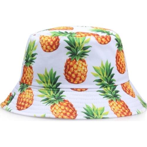 2020 Two Side Reversible Fruit Lemon Bucket Hat for Men Women Fisherman Hat Panama Bob Hat Summer Pineapple Banana Female Hat