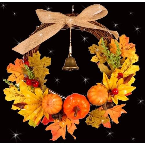 Christmas Wreath Artificial Flower Bell Maple Leaf Pumpkin Thanksgiving Door Home Decor Party Garland Christmas Tree Decoration