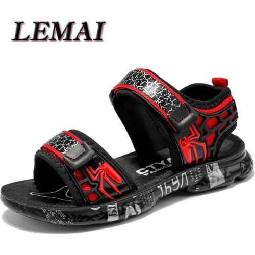 LEMAI New Summer Sandals For Boys Fashion Casual Sandalias Kids Shoes Non-slip Soft Bottom Leather Boys Children Sandals