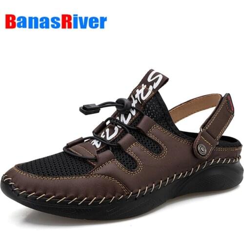 Trend Quality Mens Sandals Outdoor Soft Anti-skid Male Slippers Summer New Beach Flat Shoes Leisure Breathable Handmade Walking