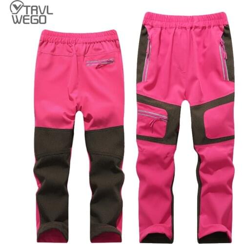 TRVLWEGO Hiking Travel Pants Summer Outing Children Patchwork Trousers Kids Boys Girls Sport Quick dry Prevent UV Pink Blue