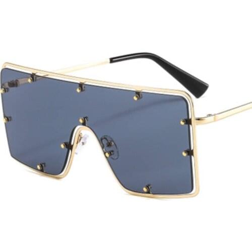 Trendy Oversized Square Metal Sunglasses Women 2021 Luxury Brand Retro Large Frame Sun Glasses Men Outdoor Windproof Shades