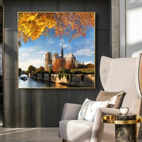 Modern Landscape Posters and Prints Wall Art Canvas Painting France Notre Dame de Paris Pictures for Living Room Decor No Frame