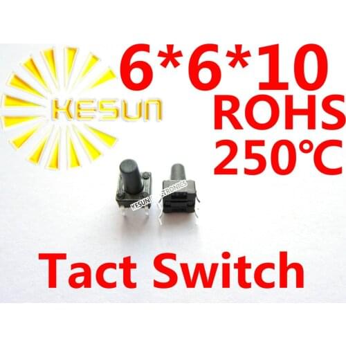 1000PCS DIP 6X6X10MM Tactile Tact Push Button Micro Switch Momentary ROHS