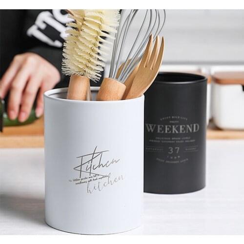 Kitchen Knife Fork Spoon Storage Bucket Stainless Steel Tableware Organizer Container Tool Nordic Home Decorative Drain Bucket