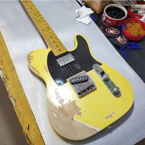 High-quality handmade antique guitar, ASH ash pewter body, maple neck, hand carved, electric guitar