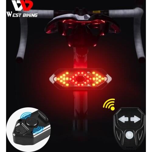 WEST BIKING Bicycle Turn Signal Light With Horn Remote Control Indicator Light USB Recharge Waterproof MTB Road Bike Rear Light