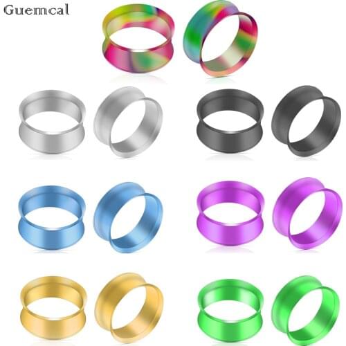 Guemcal Stainless Steelll Ear Plugs and Tunnels Piercings Purple Blue Expander Earlet Gauges Body Piercings Jewelry 2.5mm-25mm