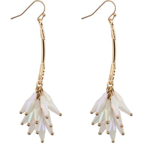 Beadsland wave shape beads tassel earring long dangle drop earrings fashion women earring jewelry