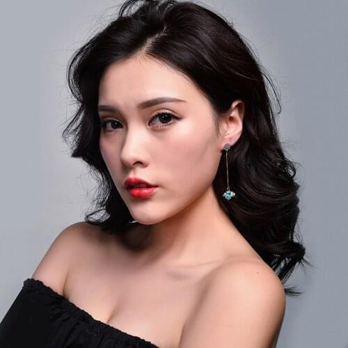 Banquet Wedding Party Earring For Women Fashion Geometric Pearl Stone Silver Color Drop Earring Hot Sale Bijoux Jewelry Wholesal