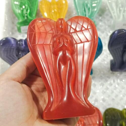 1pcs Natural opal stone agates crystal quality hand-carved angel decoration gifts