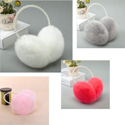 1pc Novelty Pearl Winter Earmuffs Women Fur Earmuff Ear Warmers Girls Imitation Rabbit Plush Warm Ear Muff Ear Hair Accessories